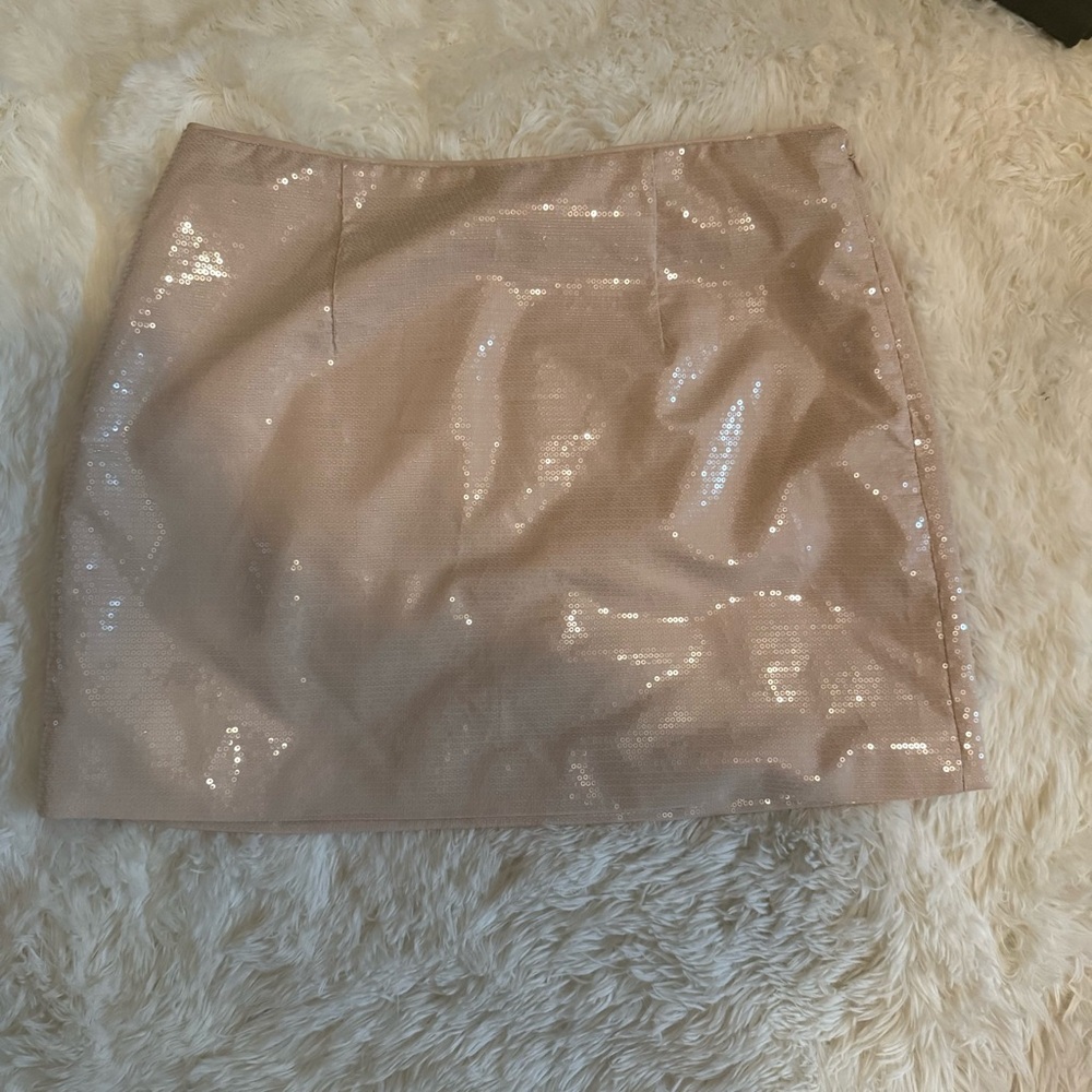 A New Day Sequin Beige Mini Skirt